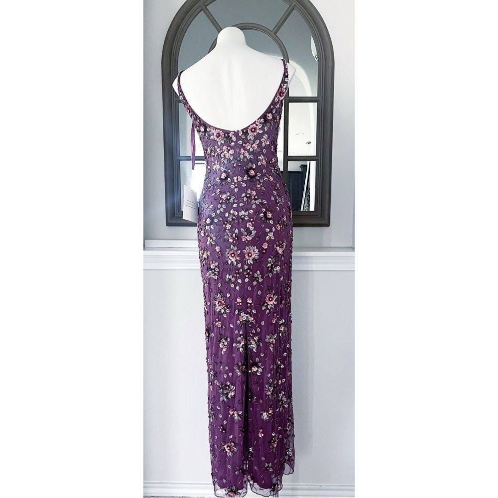 Mac Duggal Floral Beaded Column Gown in Raspberry, NWT, Size 2 - Picture 8 of 15
